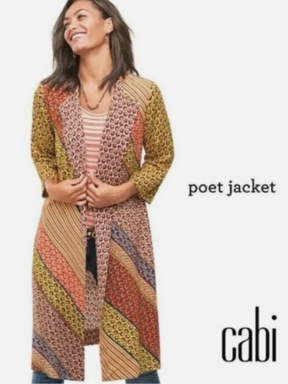 CAbi Poet Jacket #5664 Small Patchwork Boho Duster Kimono Belted